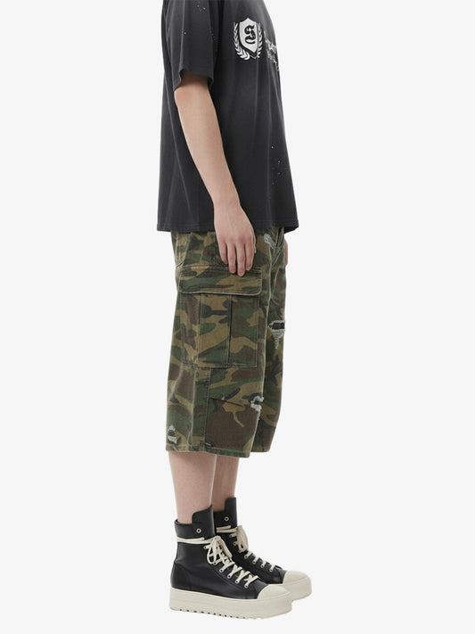 Shorts retro con estampado de camuflaje