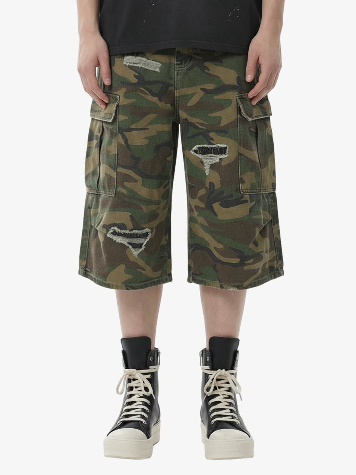 Shorts retro con estampado de camuflaje