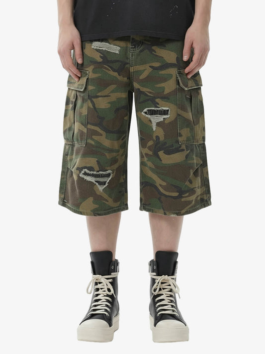 Shorts retro con estampado de camuflaje