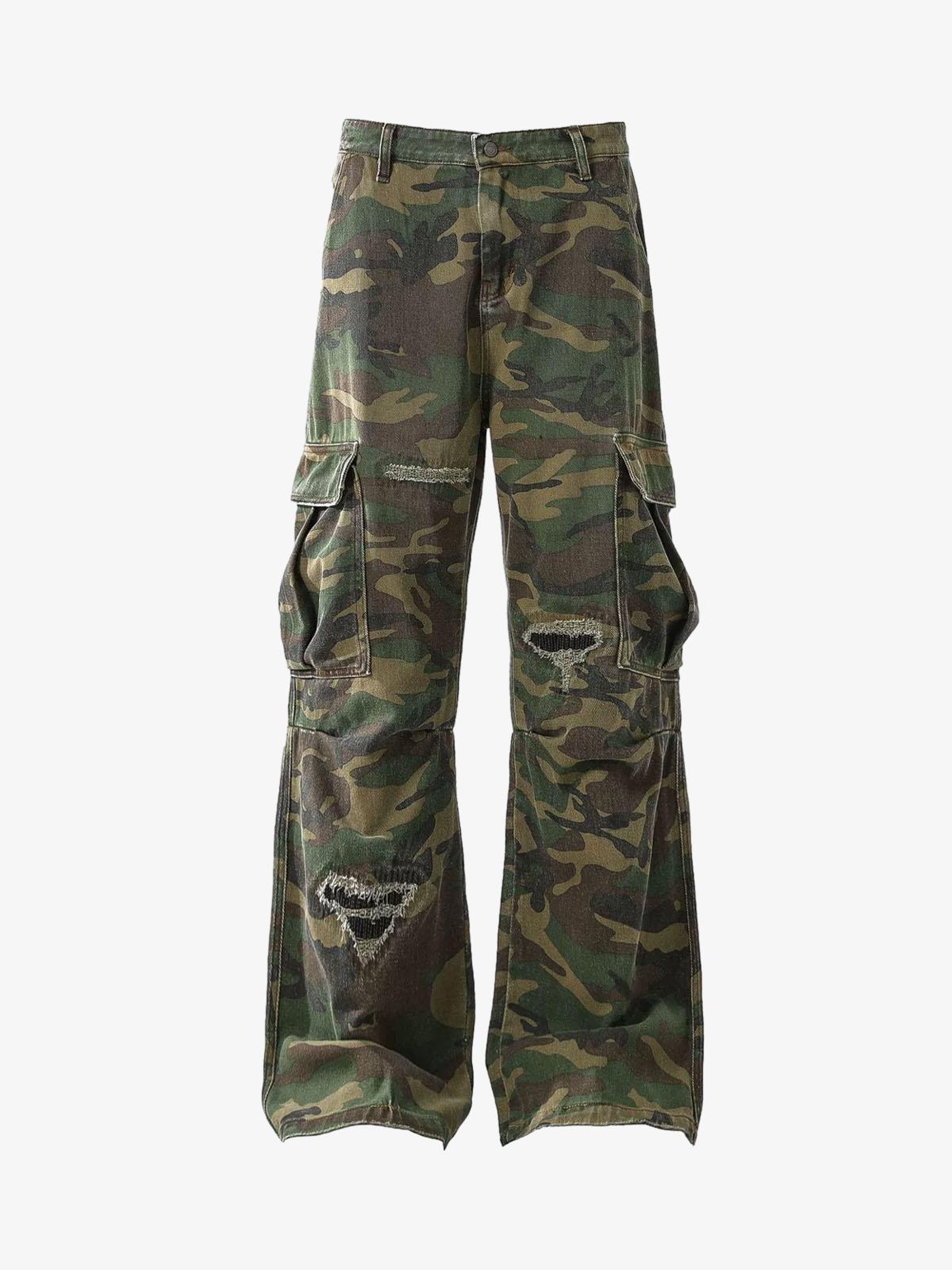 Pantalones ripped camuflaje